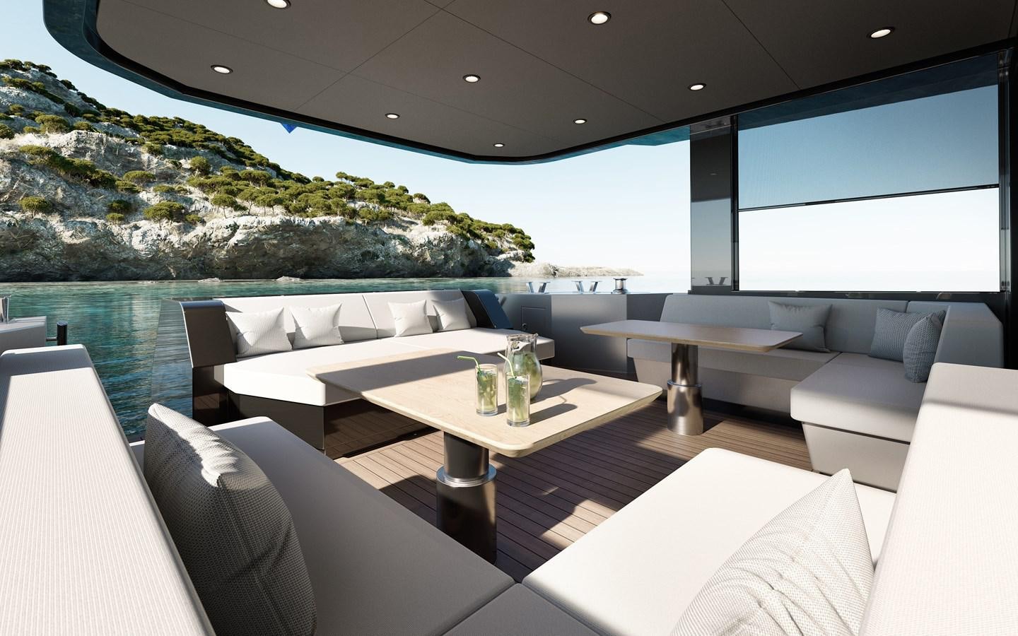 a room with a table and chairs aboard ADVENTURE 30 Yacht for Sale