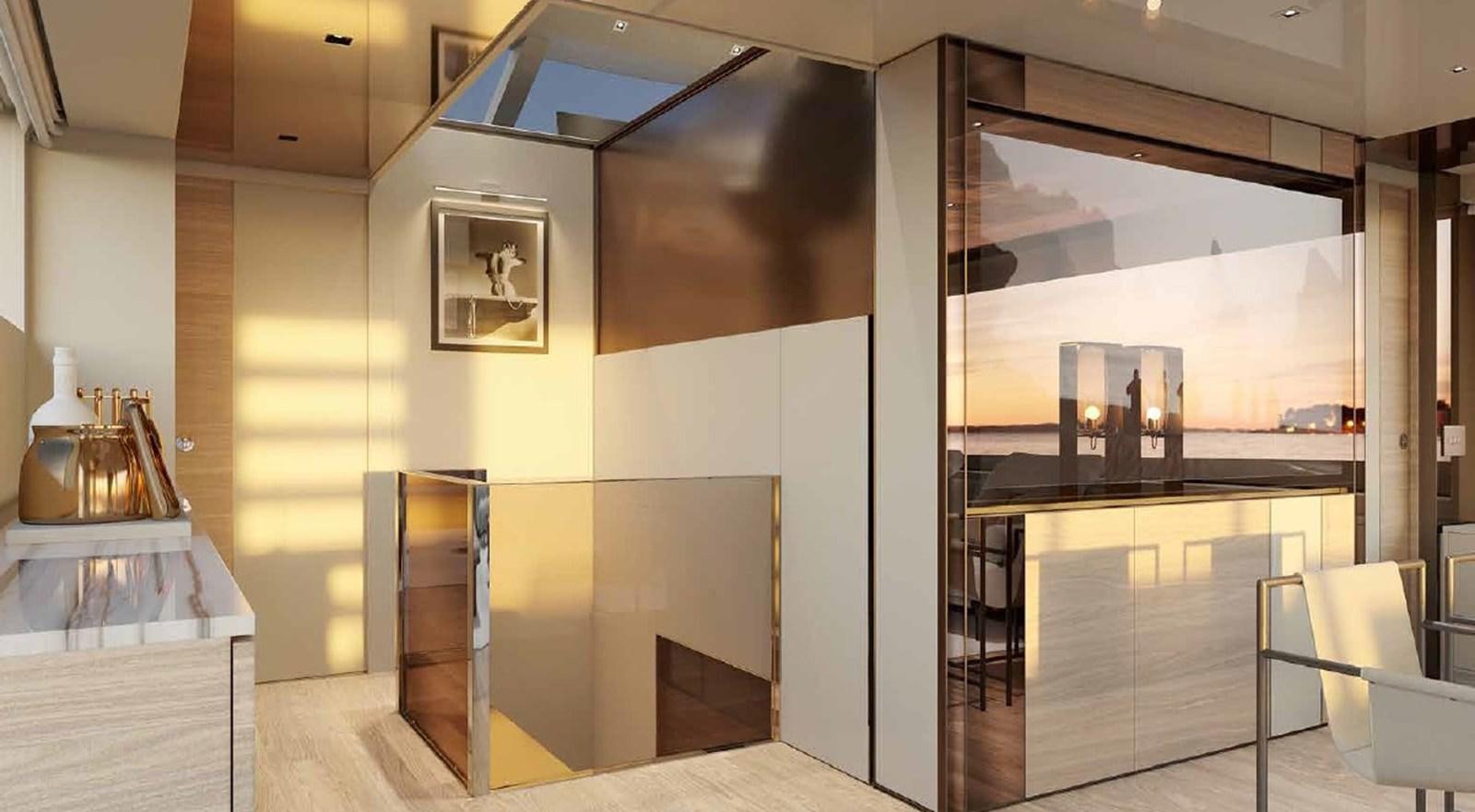 a room with a glass door aboard SL90A/831 Yacht for Sale