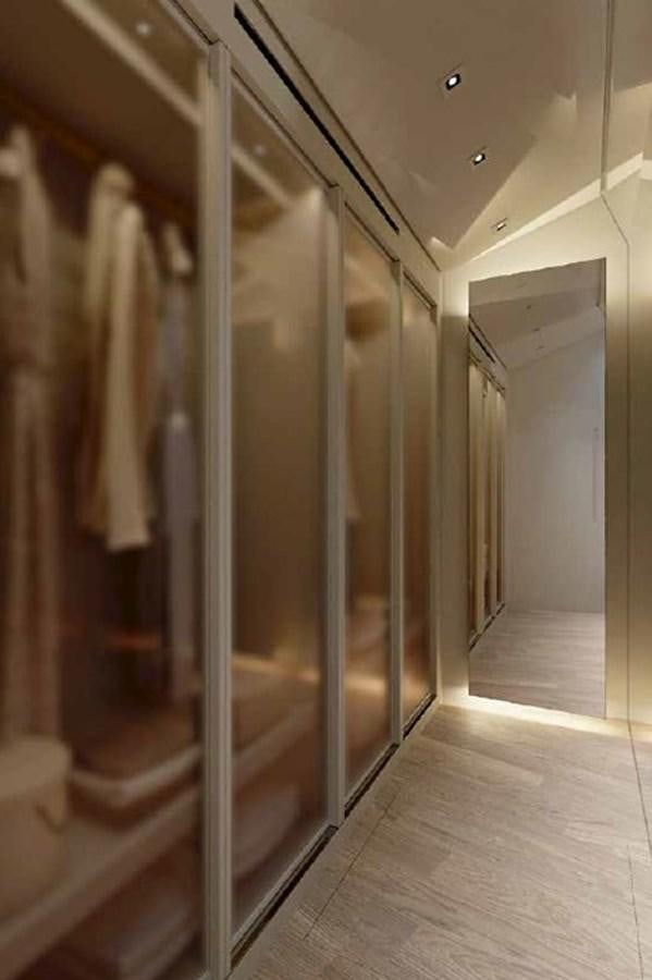 a room with a large mirror aboard SL90A/831 Yacht for Sale