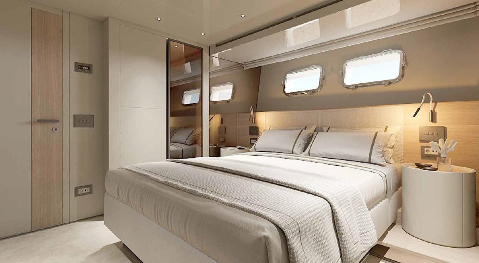 a bed in a room aboard SL90A/831 Yacht for Sale