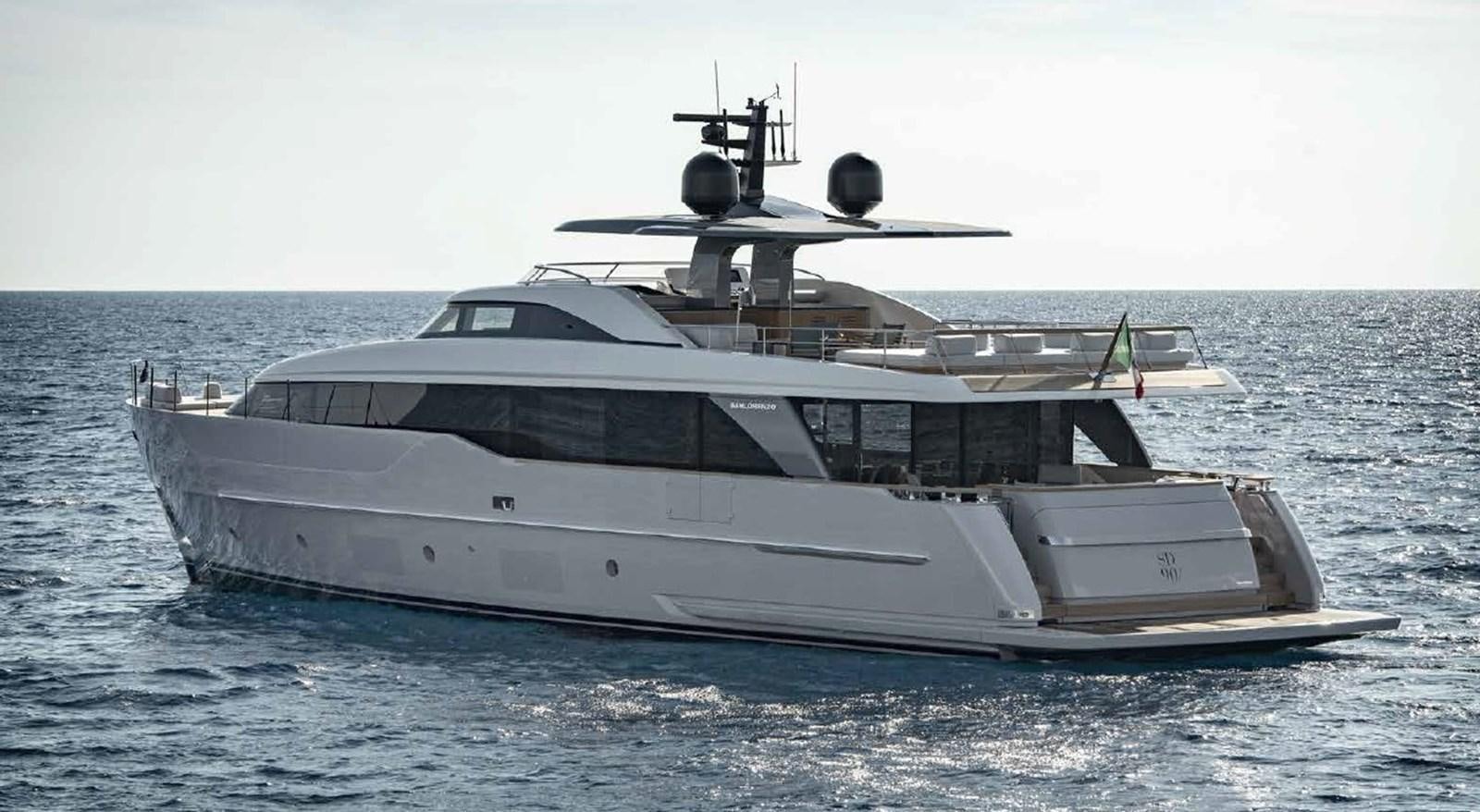 a large white yacht aboard SD90/127 Yacht for Sale