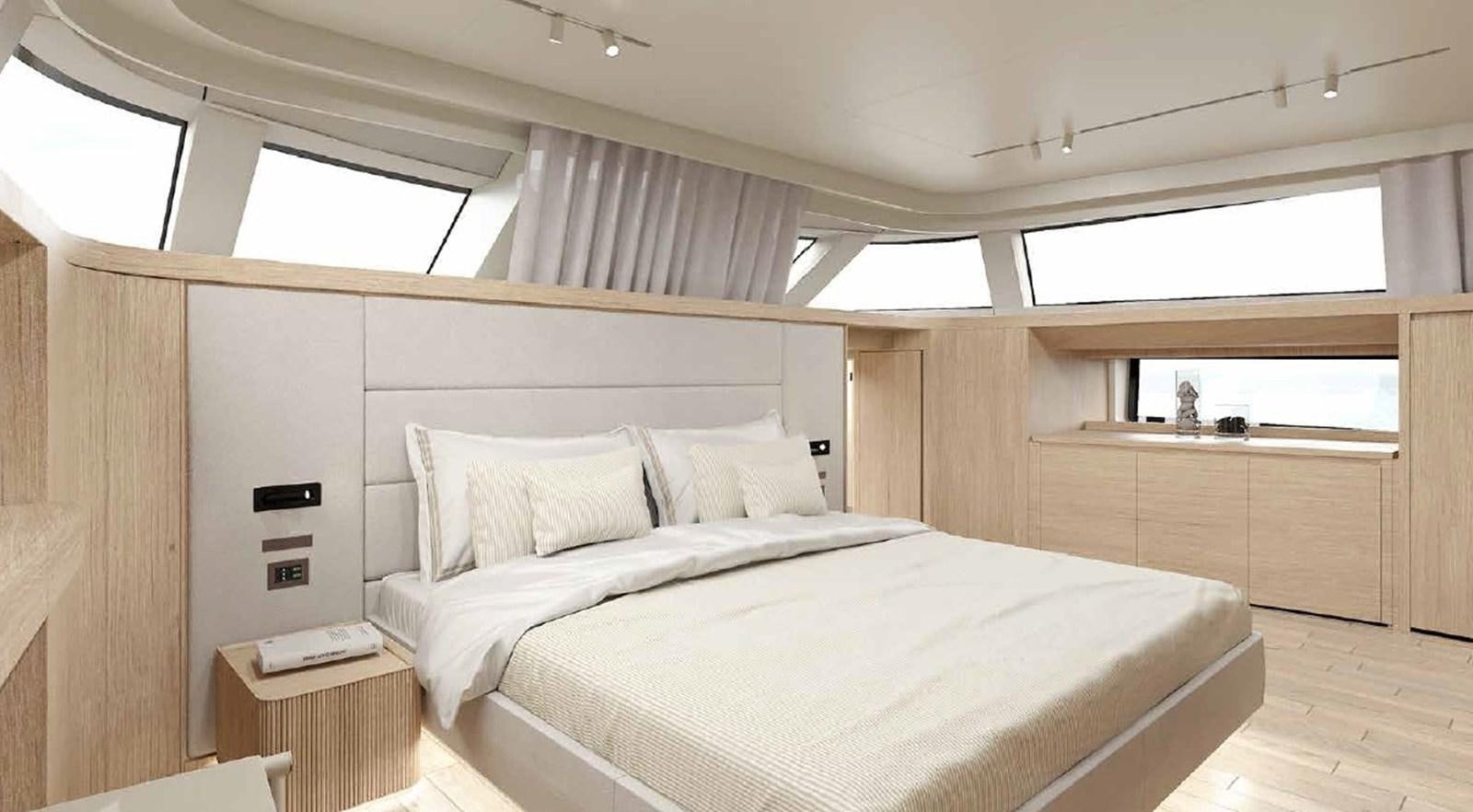 a room with two beds aboard SD90/127 Yacht for Sale