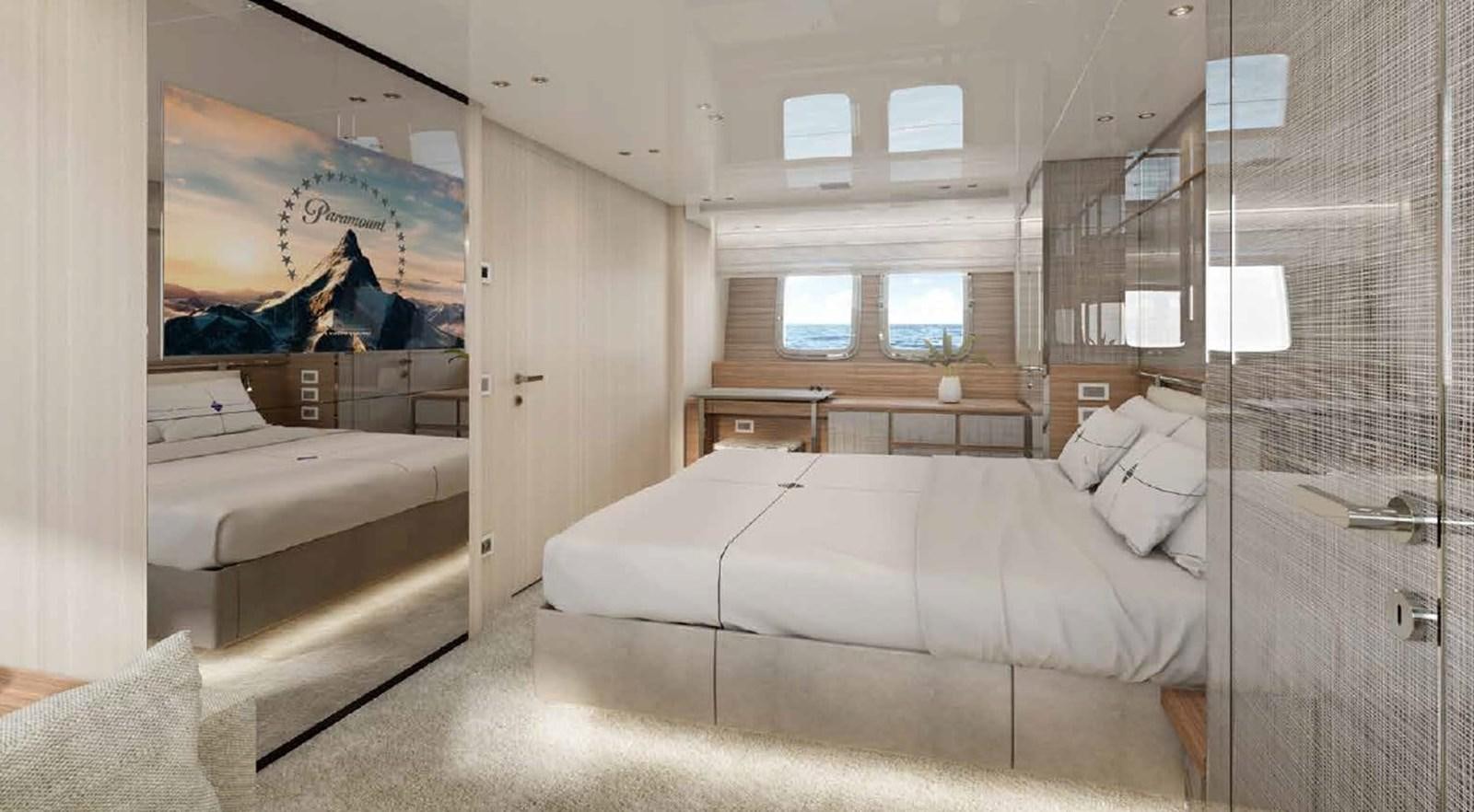 a room with a bed and a couch aboard SX88/118 Yacht for Sale