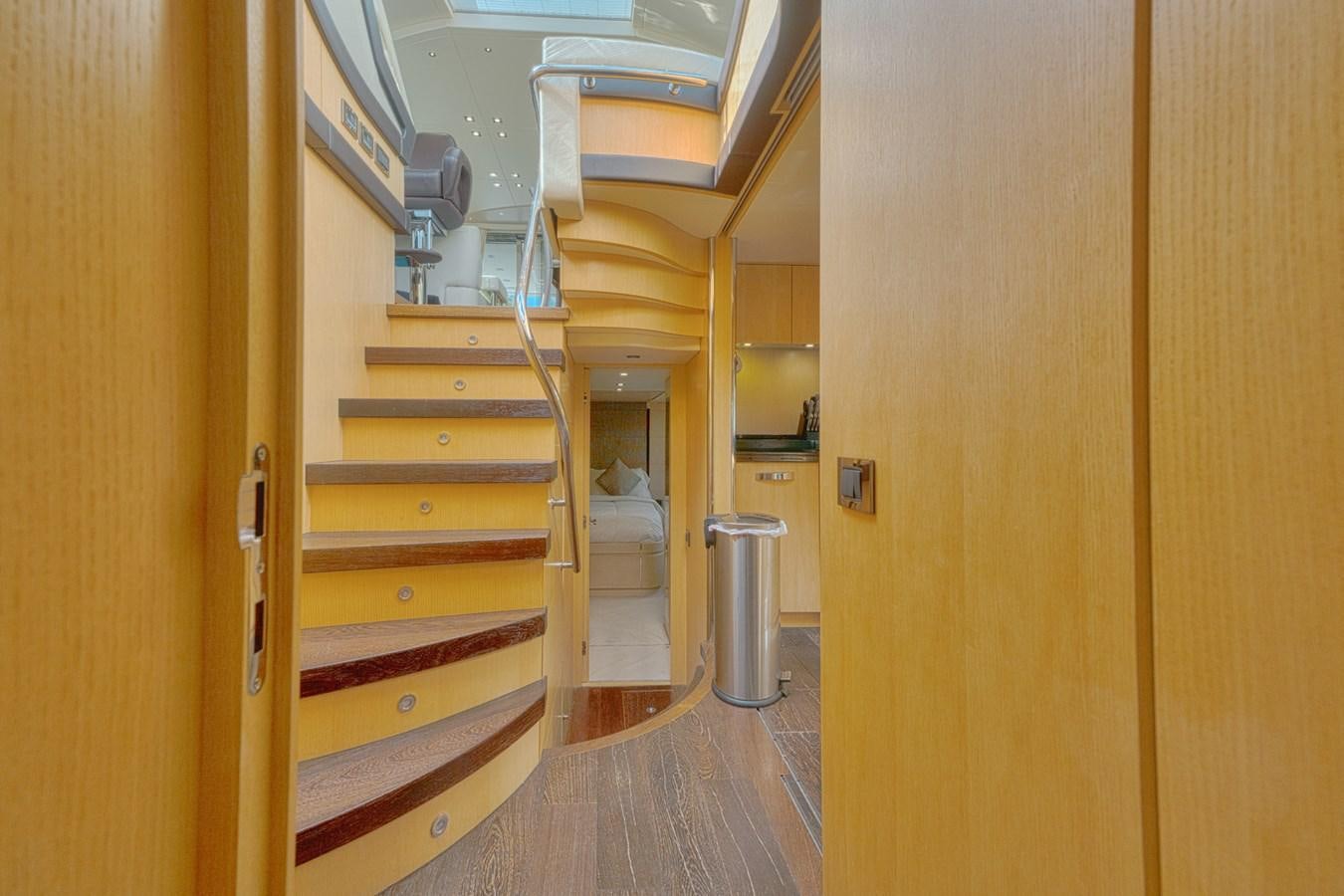 a wooden bunk bed in a room aboard MISS INGRID Yacht for Sale