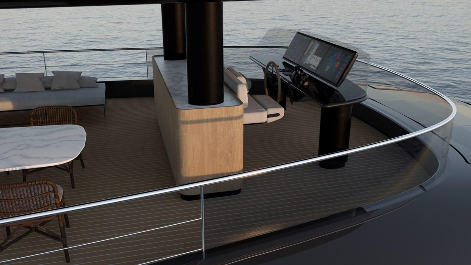 a table with a laptop on it aboard BGM75/05 Yacht for Sale