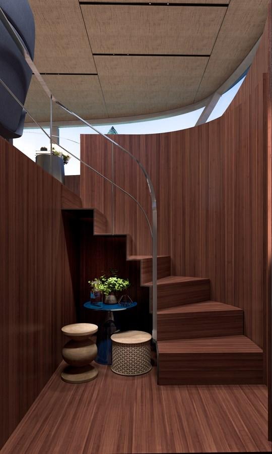 a wooden staircase with a potted plant and a potted plant aboard BGM75/05 Yacht for Sale
