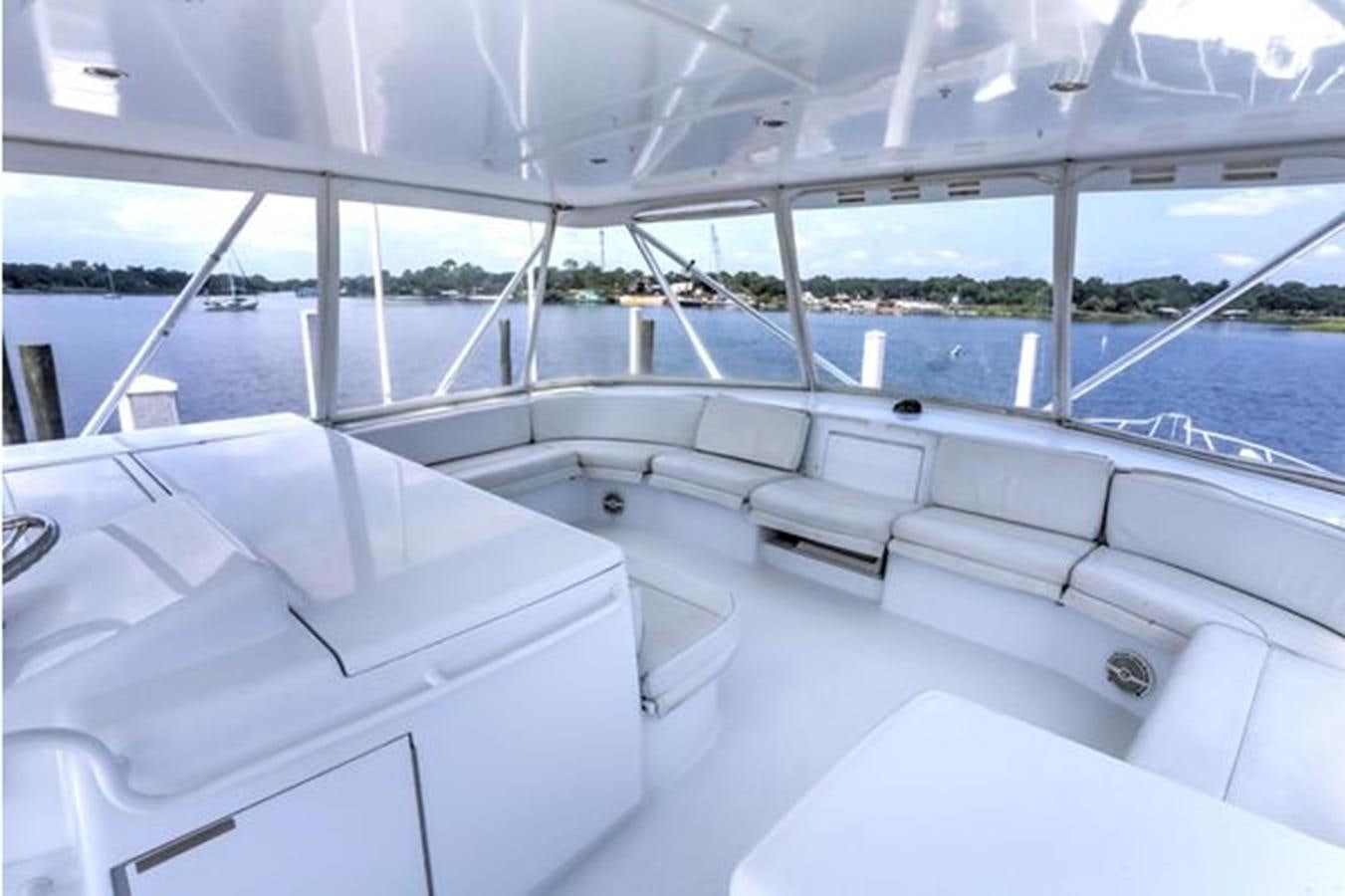 the inside of a boat aboard 2007 68 HATTERAS CONVERTIBLE Yacht for Sale