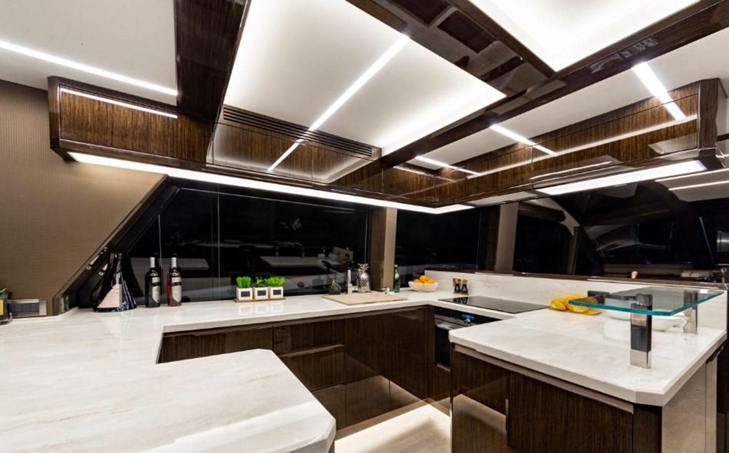 a kitchen with a large ceiling aboard GALEON 640 Yacht for Sale