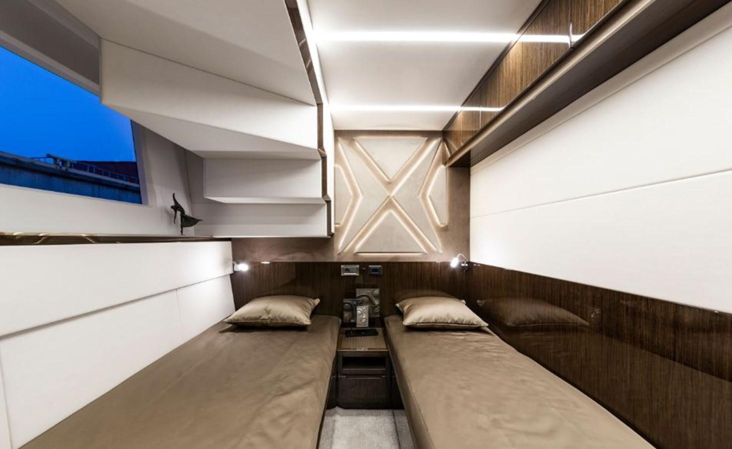 a room with two beds aboard GALEON 640 Yacht for Sale