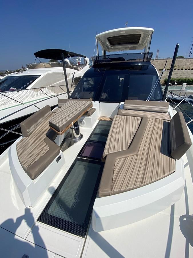 a boat with a deck aboard GALEON 640 Yacht for Sale