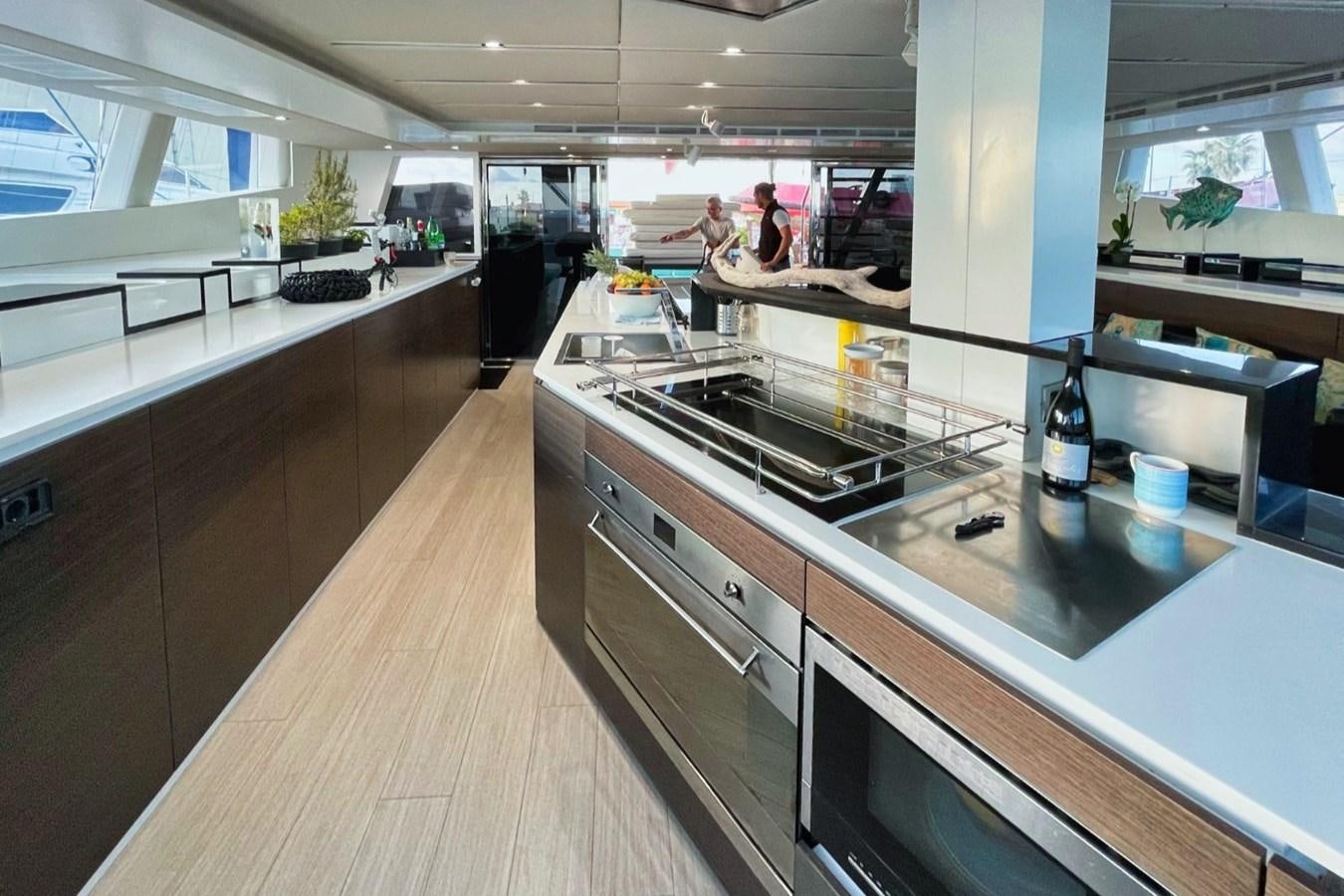 a kitchen with a countertop aboard ALKIMIA Yacht for Sale