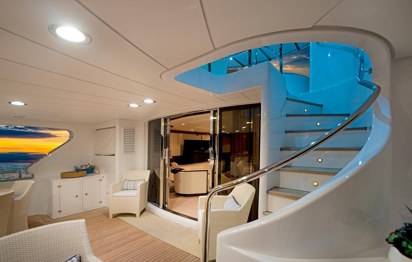 a modern looking living room aboard FORTIS Yacht for Sale