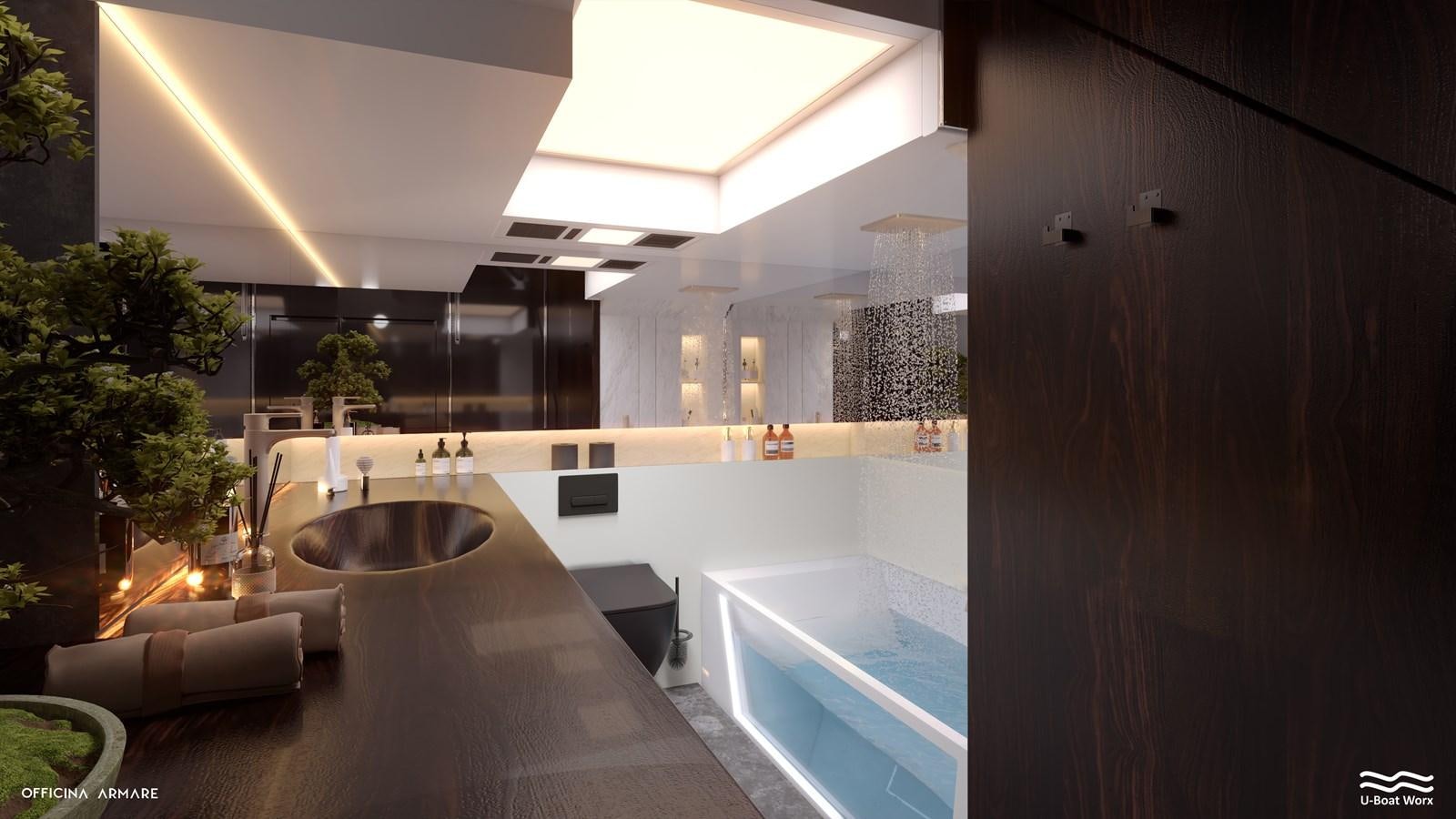 a large bathroom with a large tub aboard NAUTILUS Yacht for Sale