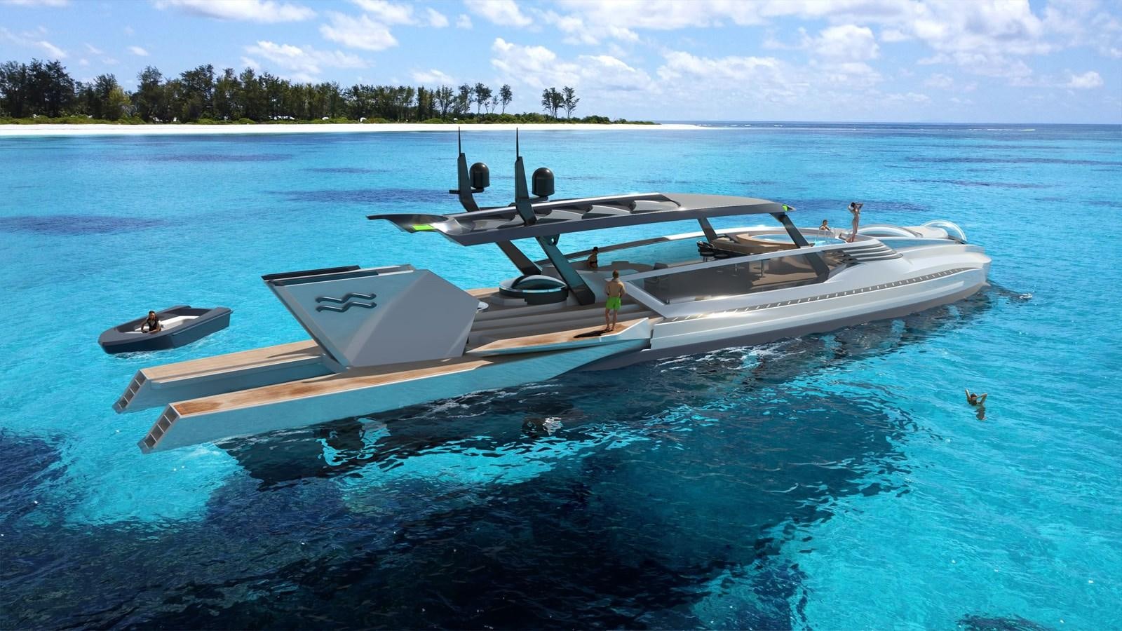 a boat in the water aboard NAUTILUS Yacht for Sale