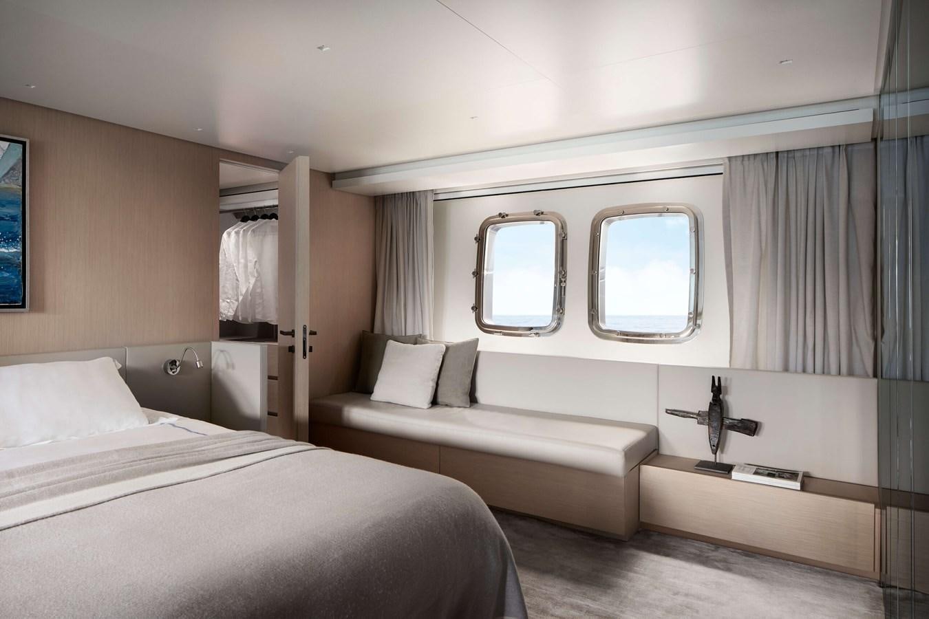 a couple of beds in a hotel room aboard COOL Yacht for Sale