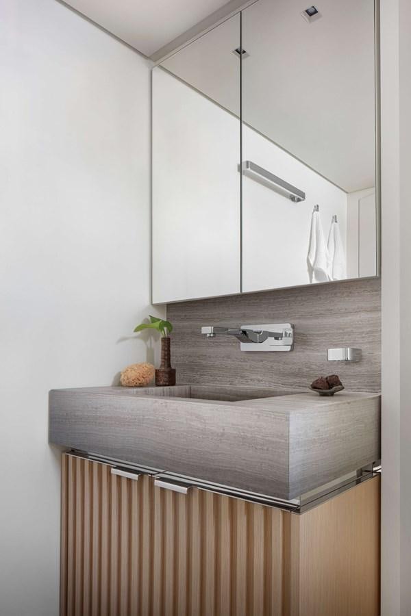 a bathroom with a mirror aboard COOL Yacht for Sale