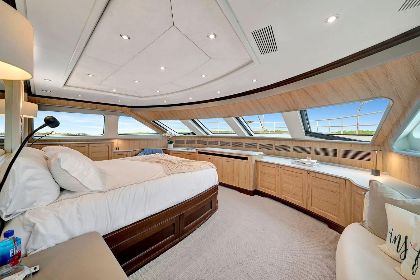 a bed in a room aboard PAPAITO Yacht for Sale