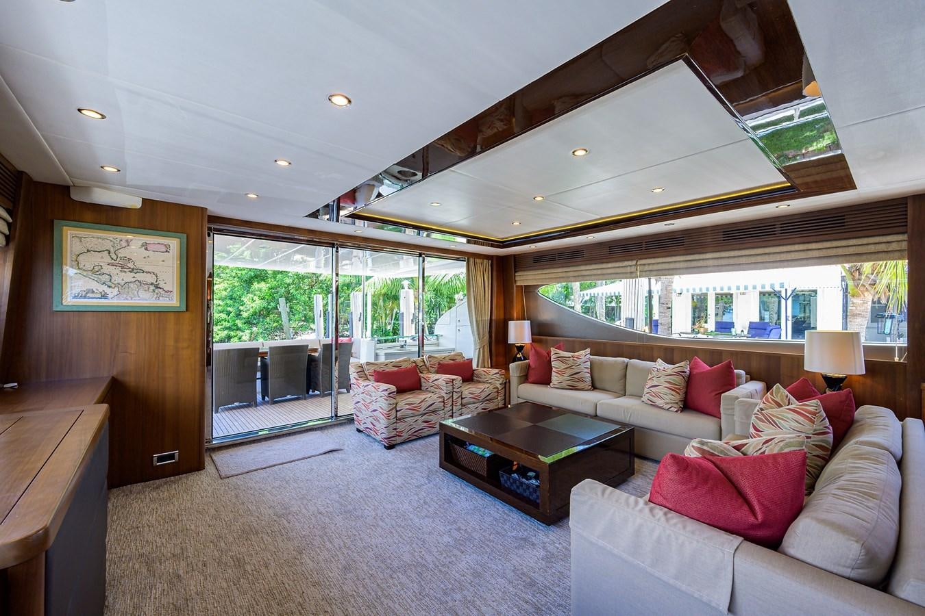 a living room with a large window aboard FREUDIAN SLIP Yacht for Sale