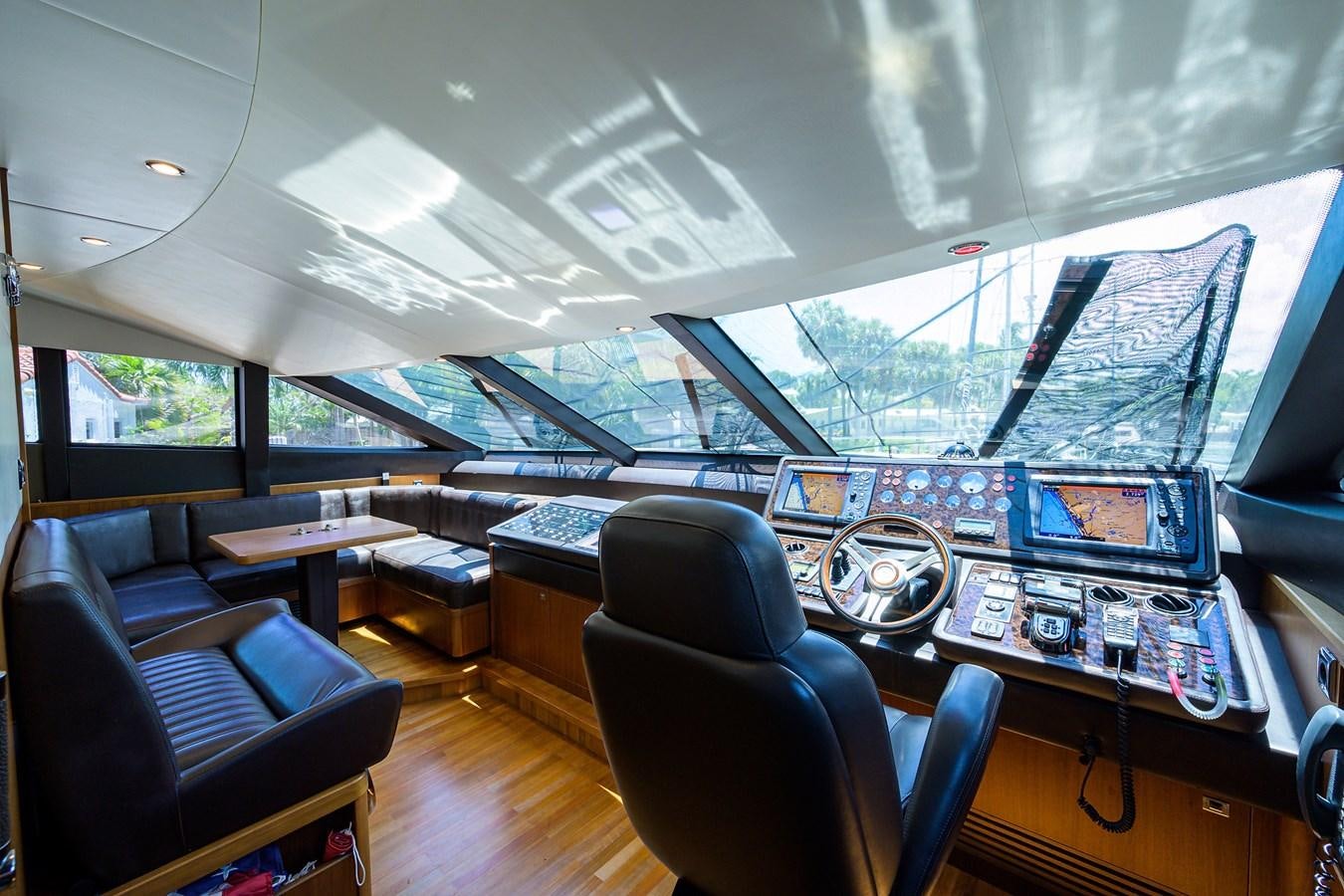 inside of a vehicle with a large screen and a large window aboard FREUDIAN SLIP Yacht for Sale