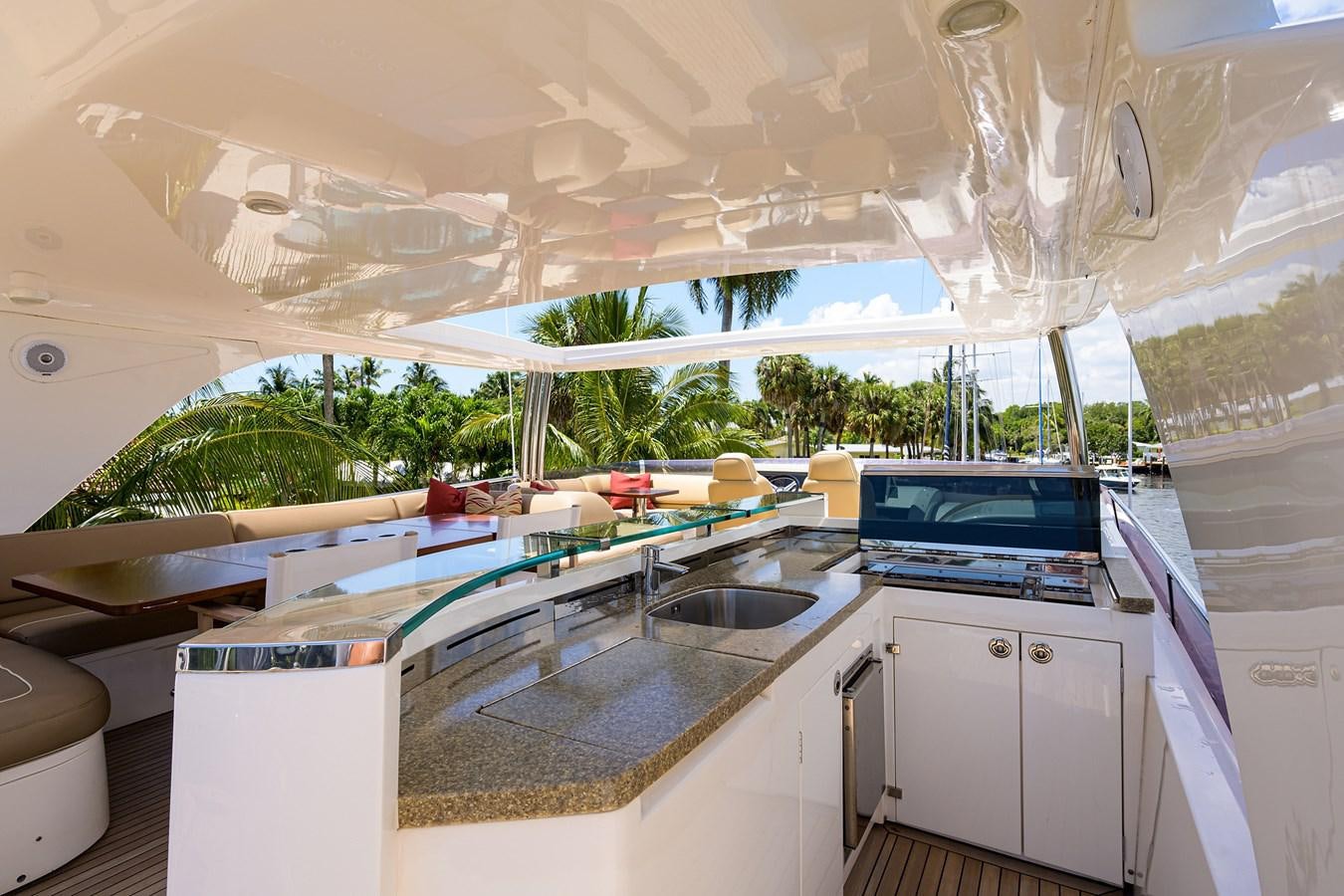a kitchen with a large white tent aboard FREUDIAN SLIP Yacht for Sale