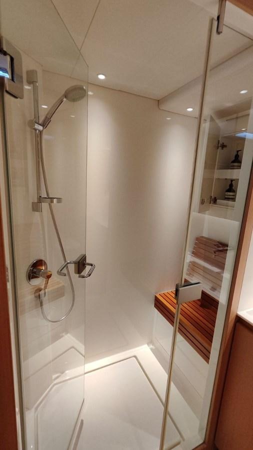 a shower with a glass door aboard SULITA Yacht for Sale