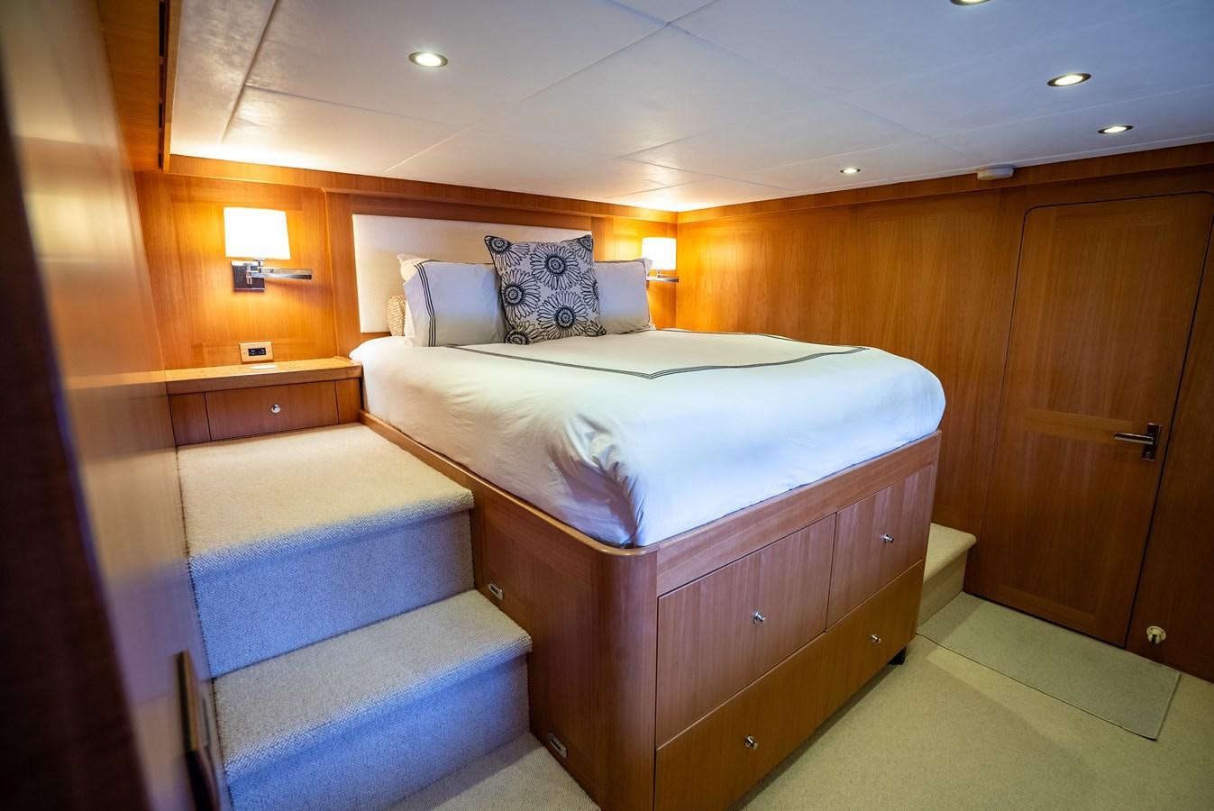 a couple of beds in a room aboard GATO BLANCO Yacht for Sale