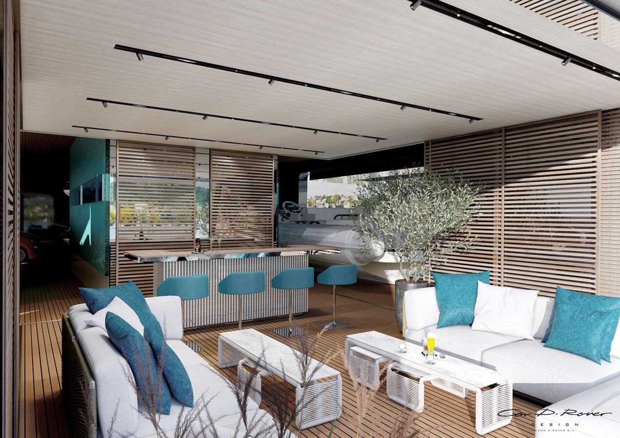 a large living room with a pool aboard HORIZON Yacht for Sale