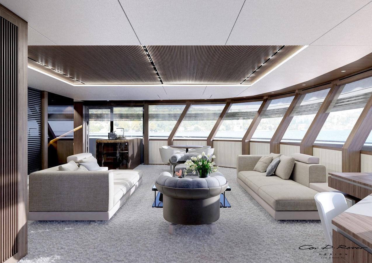 a room with a couch and a table aboard HORIZON Yacht for Sale