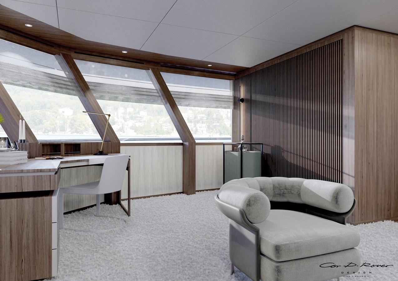 a room with a couch and a table and chairs aboard HORIZON Yacht for Sale