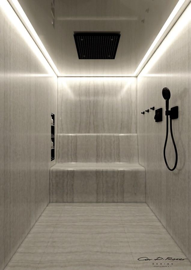 a shower with a sink aboard HORIZON Yacht for Sale