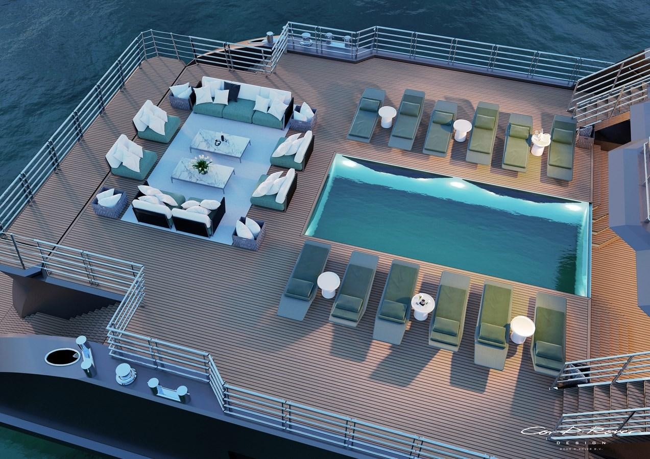 a high angle view of a building aboard HORIZON Yacht for Sale