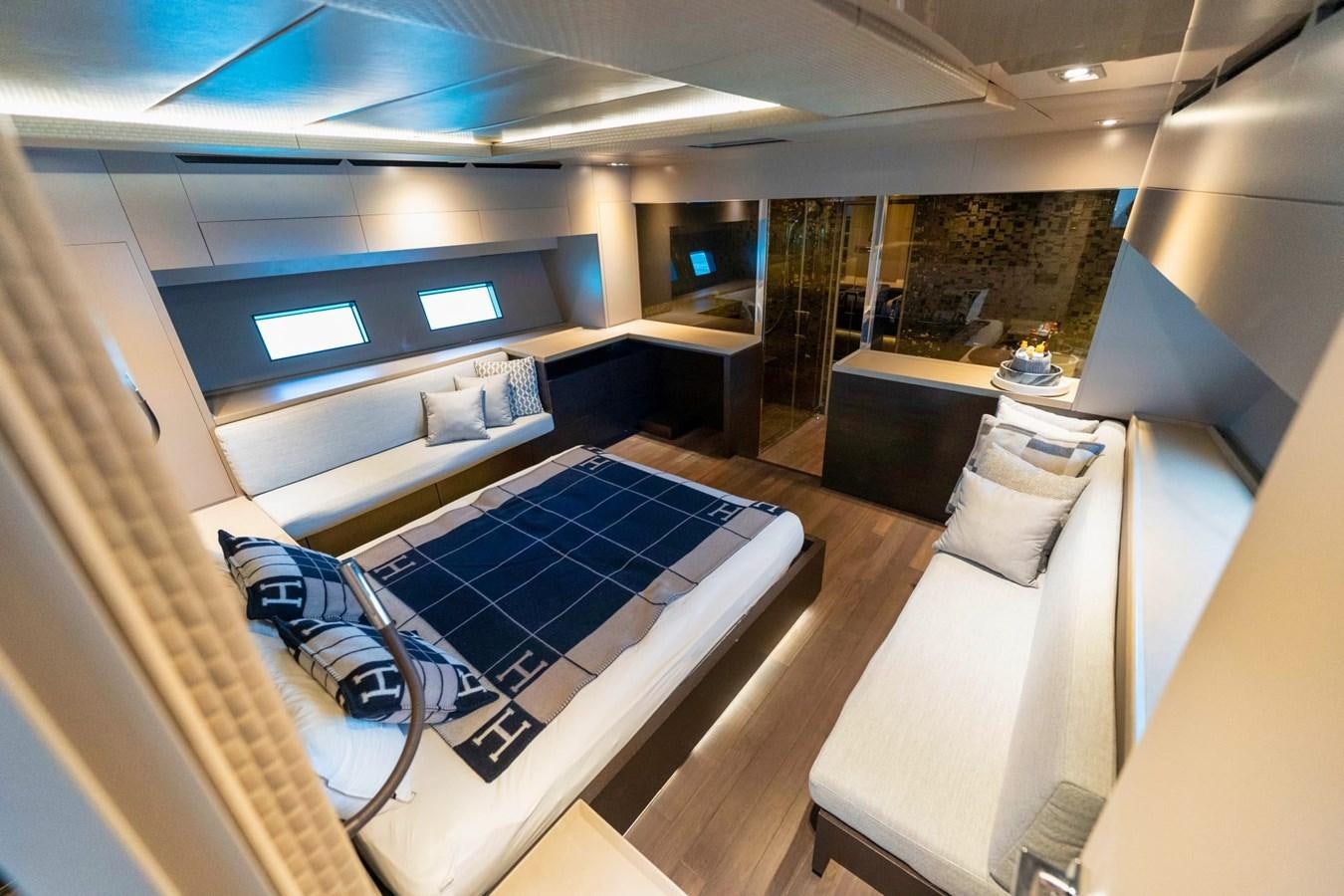 a room with a pool table and chairs aboard FINEZZA Yacht for Sale