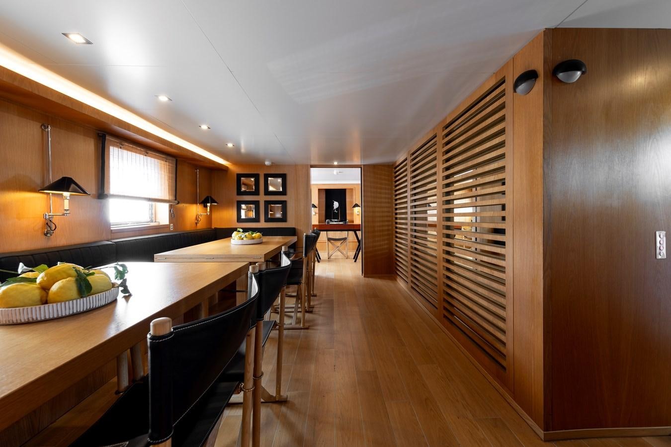 a kitchen with a wood floor aboard SOUNION II Yacht for Sale