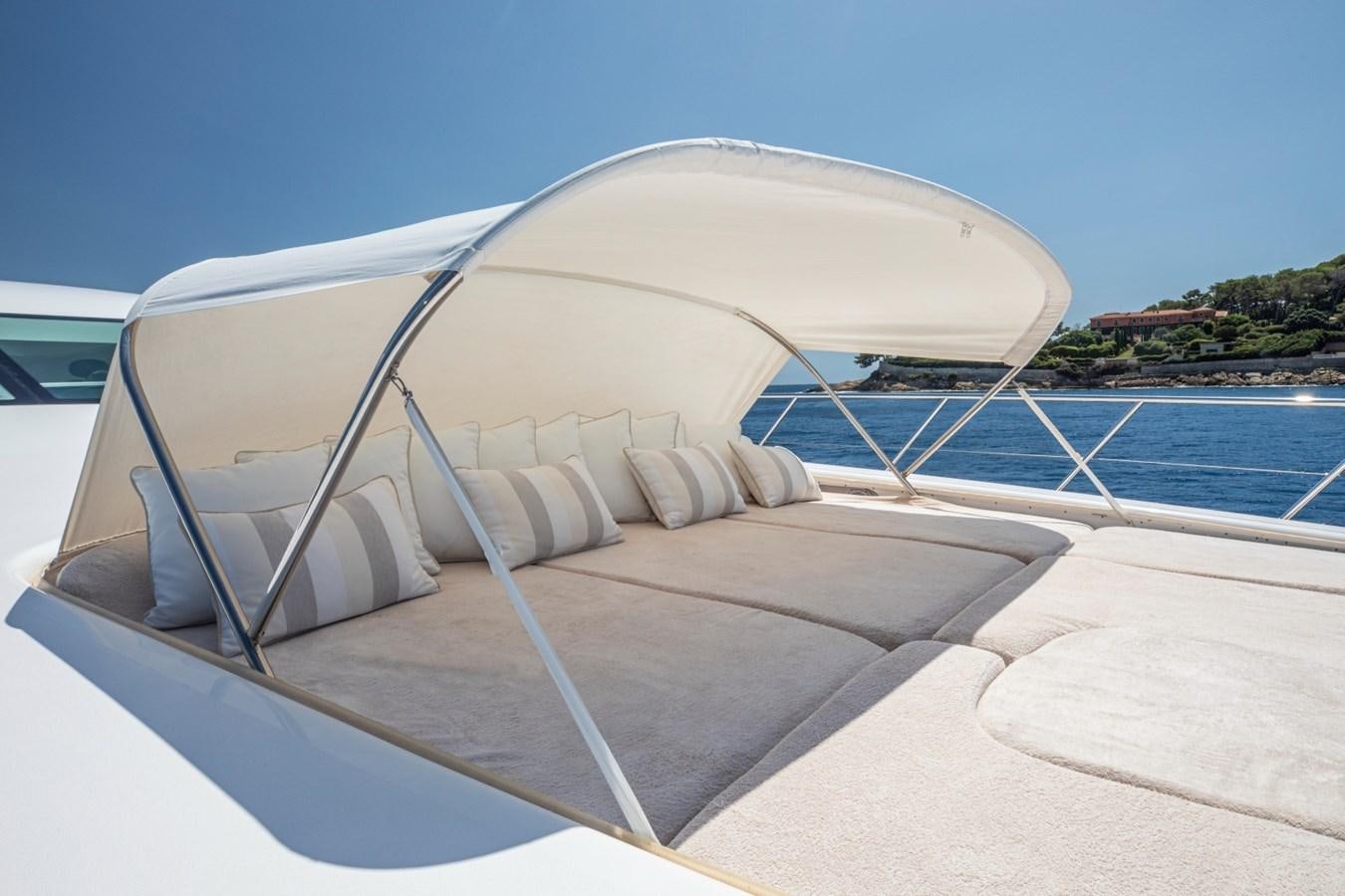 a white boat on a beach aboard DAYBOAT Yacht for Sale