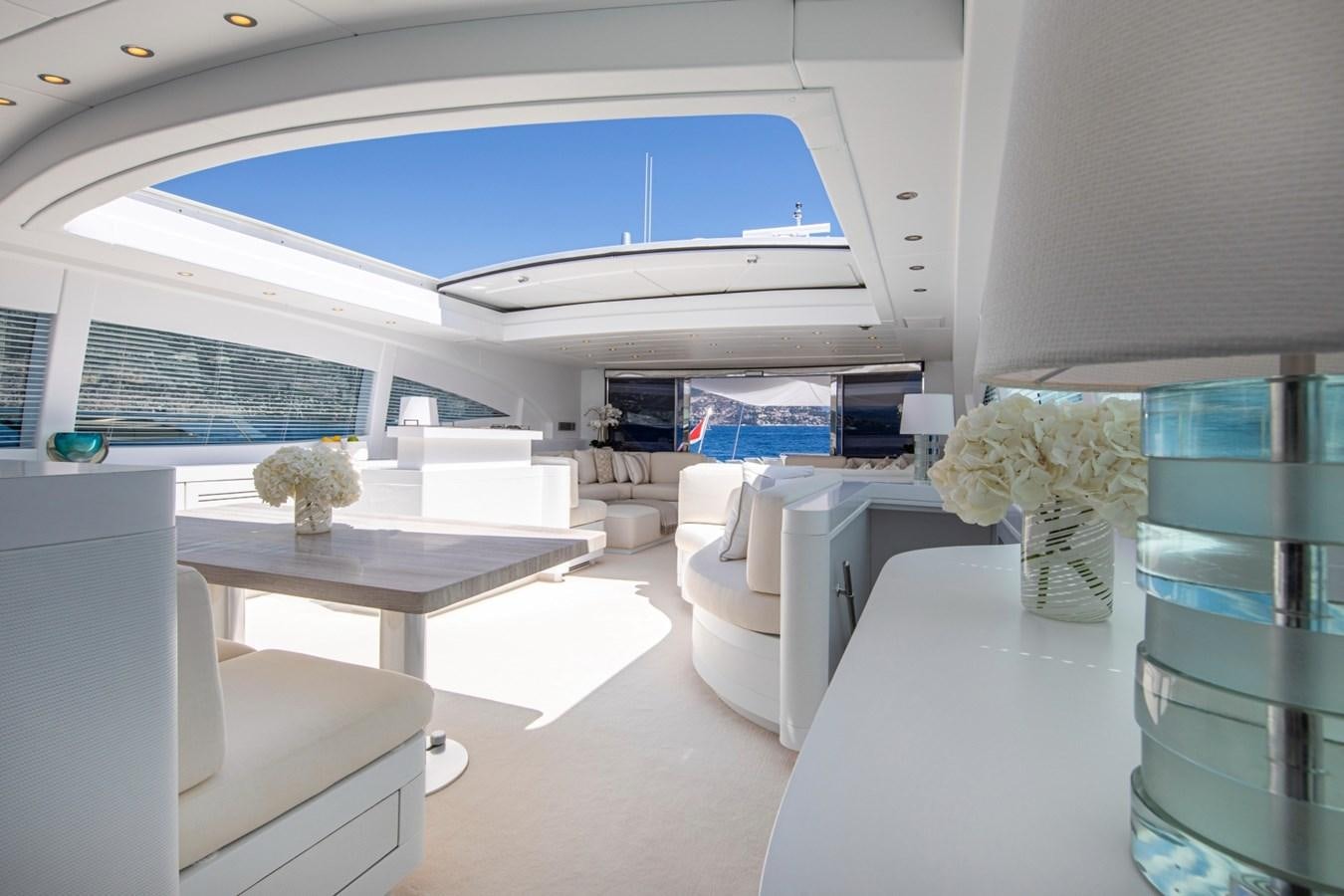a room with a table and chairs aboard DAYBOAT Yacht for Sale