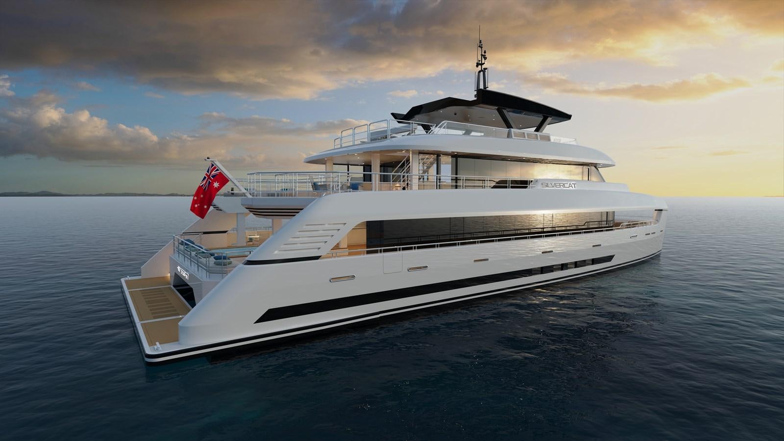 a large white yacht in the water aboard SILVERCAT Yacht for Sale