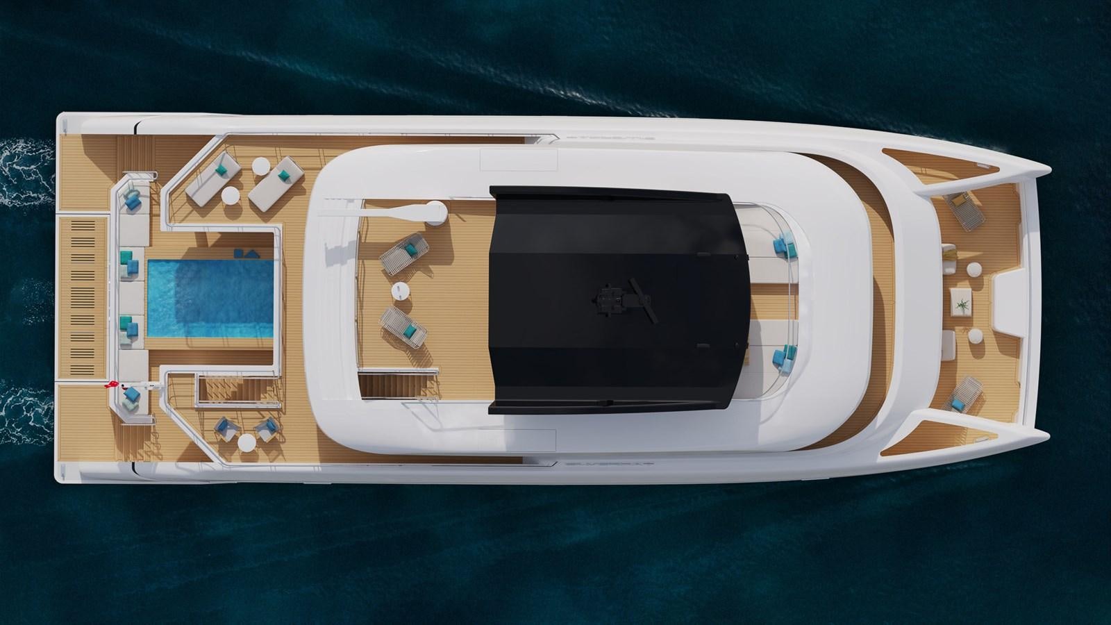 a small white boat aboard SILVERCAT Yacht for Sale