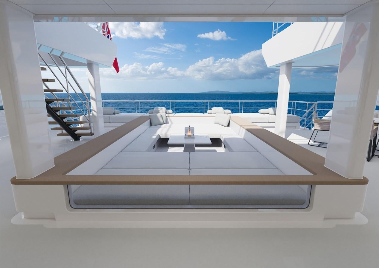 a white boat on a deck aboard SILVERCAT Yacht for Sale