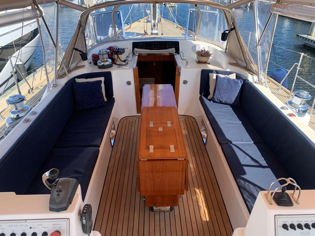 a deck with a large deck aboard LUCKY B Yacht for Sale