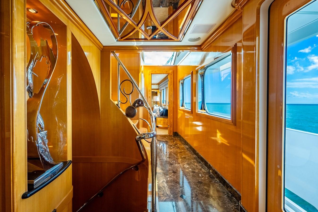 a train with wood doors aboard SEAQUEST Yacht for Sale