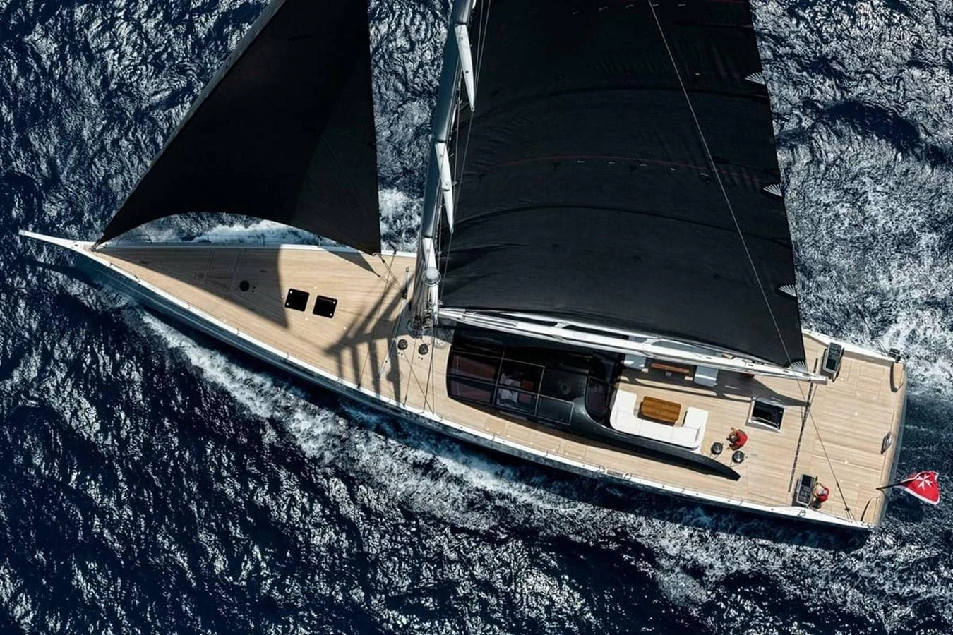 a high angle view of a building aboard RIBELLE Yacht for Sale
