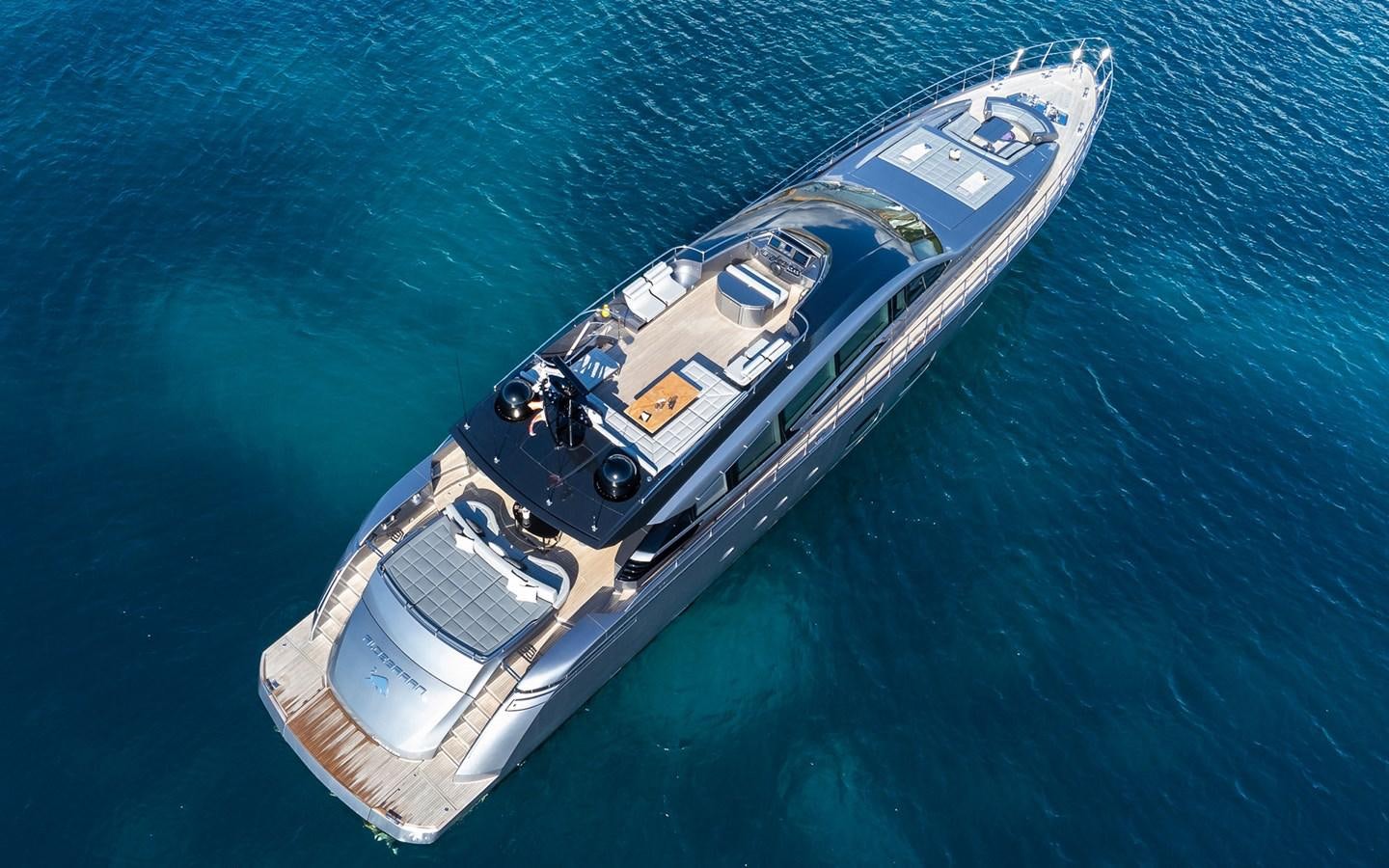 a high angle view of a ship aboard ALDEBARAN III Yacht for Sale