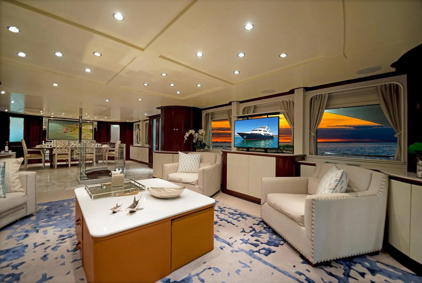 a room with a large tv aboard GITANA Yacht for Sale