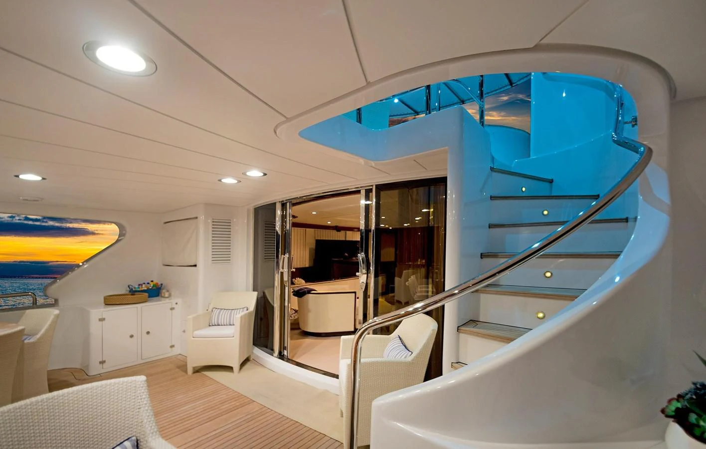 a modern looking living room aboard GITANA Yacht for Sale