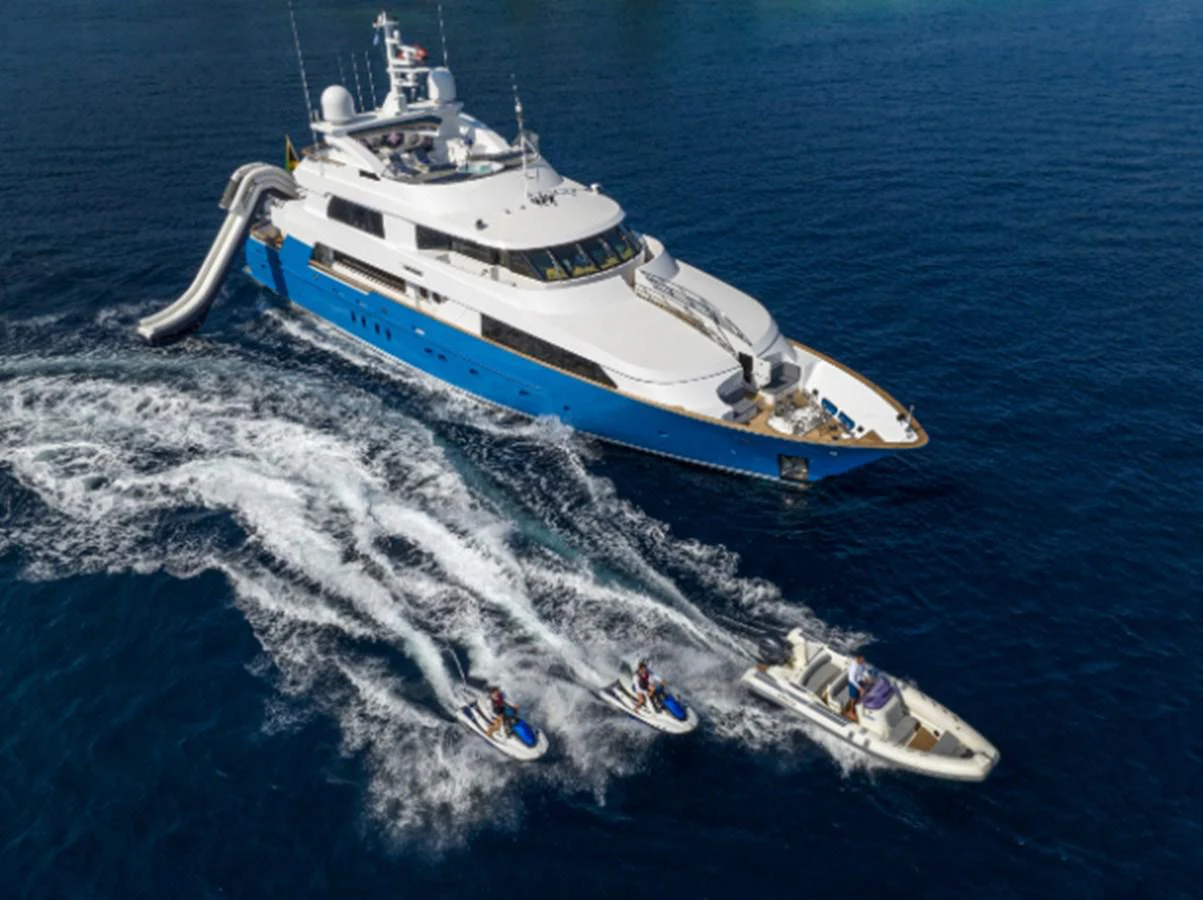 a boat on the water aboard 4*PUPPIES Yacht for Sale