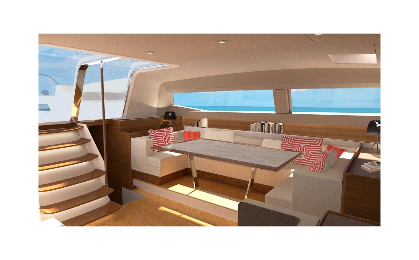 a room with a table and chairs aboard CNB 78 NEW ORDER Yacht for Sale