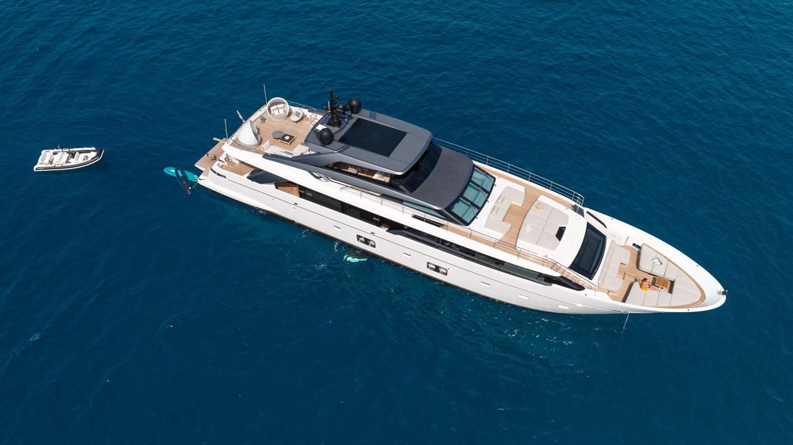 a high angle view of a boat aboard 2022 SANLORENZO SL120A Yacht for Sale