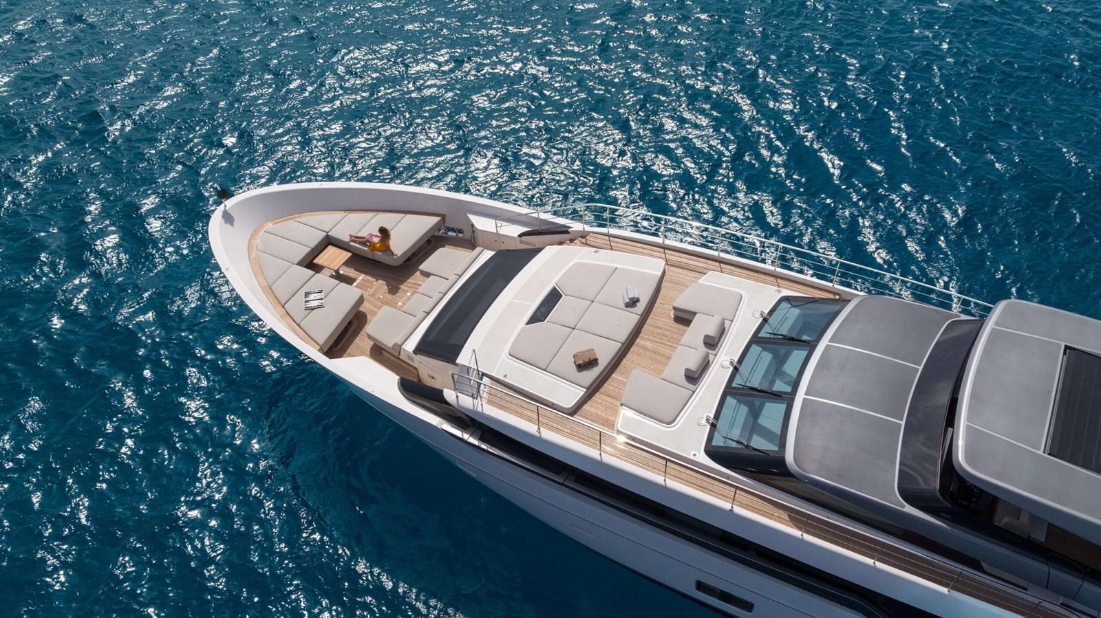 a high angle view of a boat aboard 2022 SANLORENZO SL120A Yacht for Sale