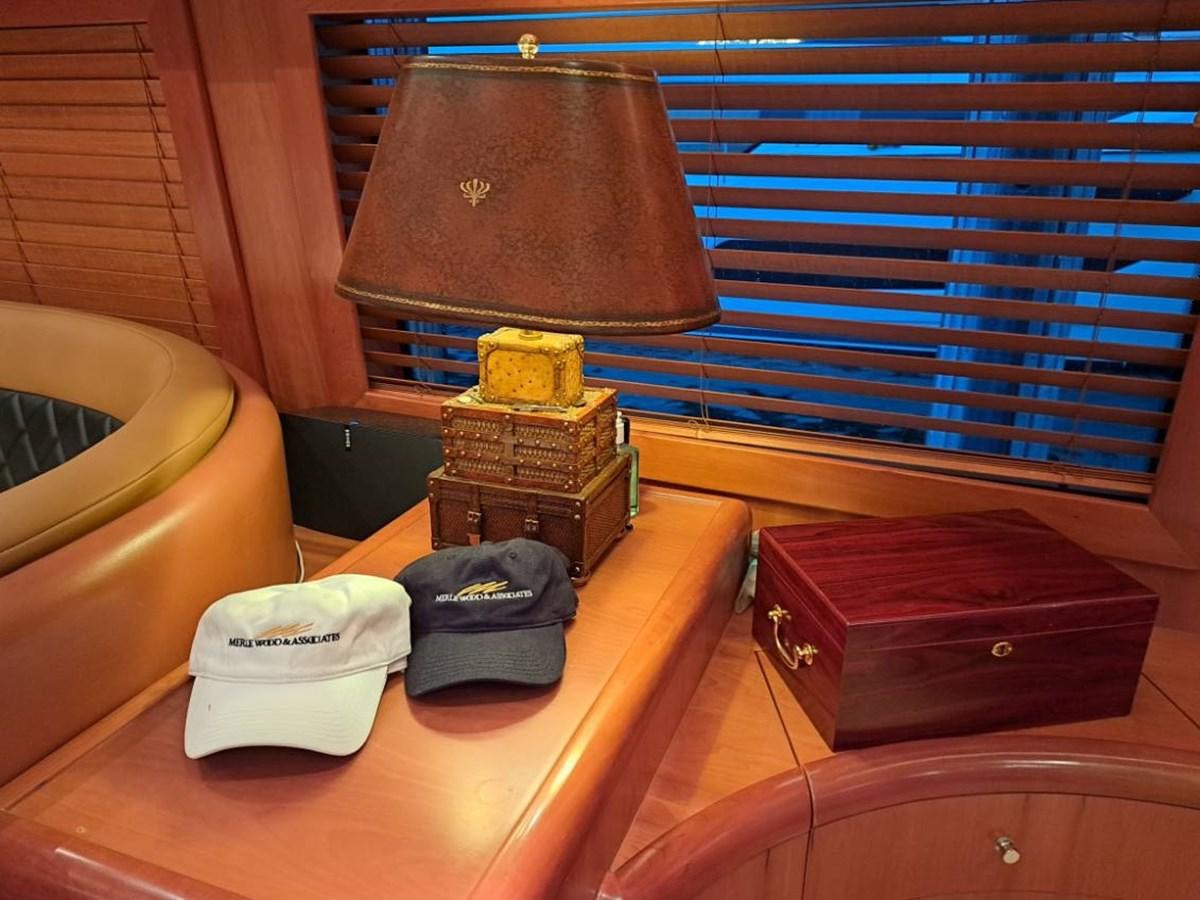 a group of objects on a shelf aboard CLAIRE TOO Yacht for Sale