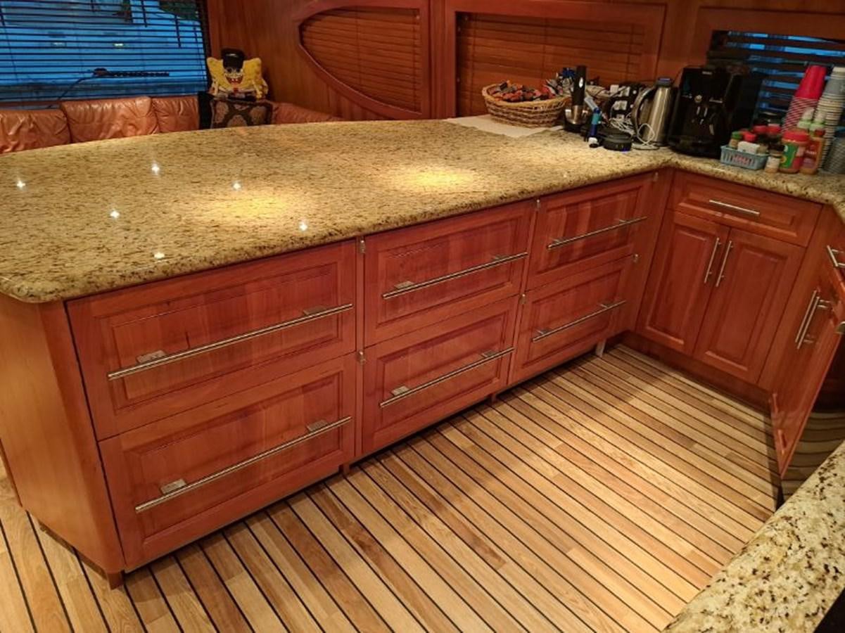a kitchen with a countertop aboard CLAIRE TOO Yacht for Sale